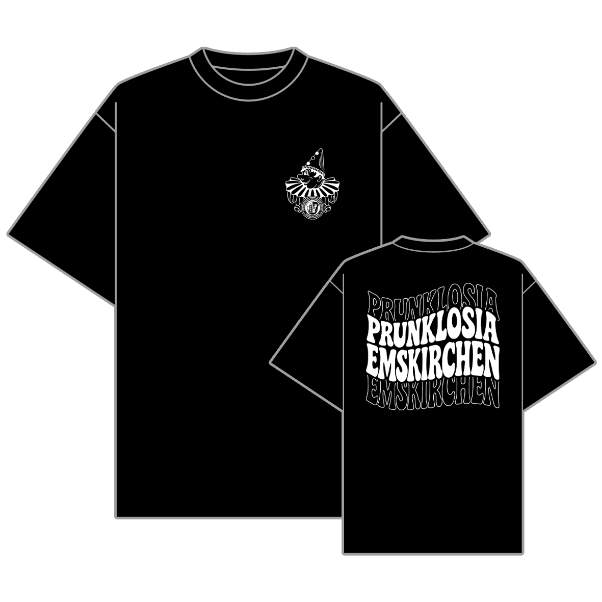T-Shirt Oversize "Prunklosia Schrift" | Schwarz Unisex
